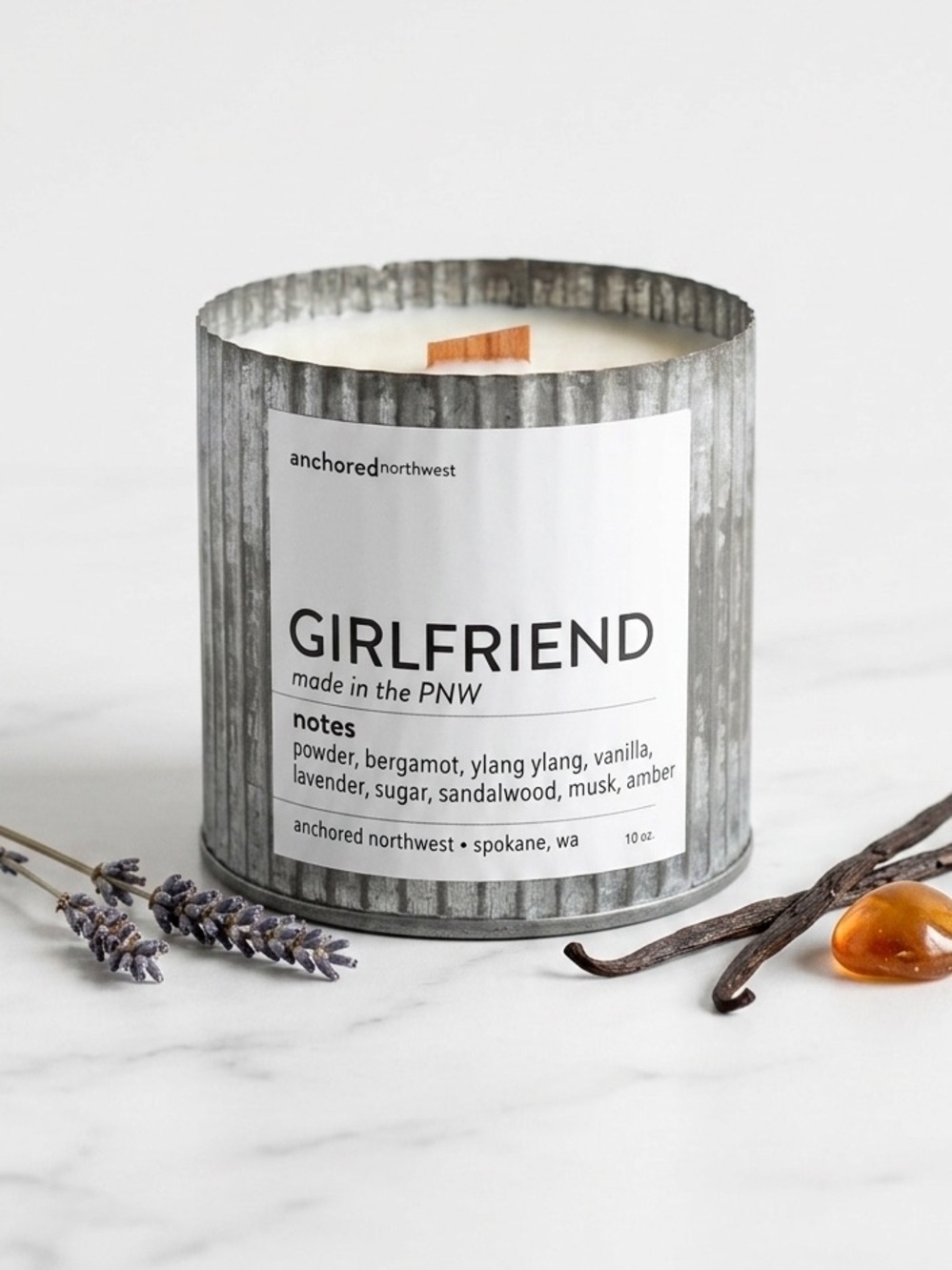 Anchored Northwest 'Girlfriend' Candle. wood Wick/100% Soy Wax